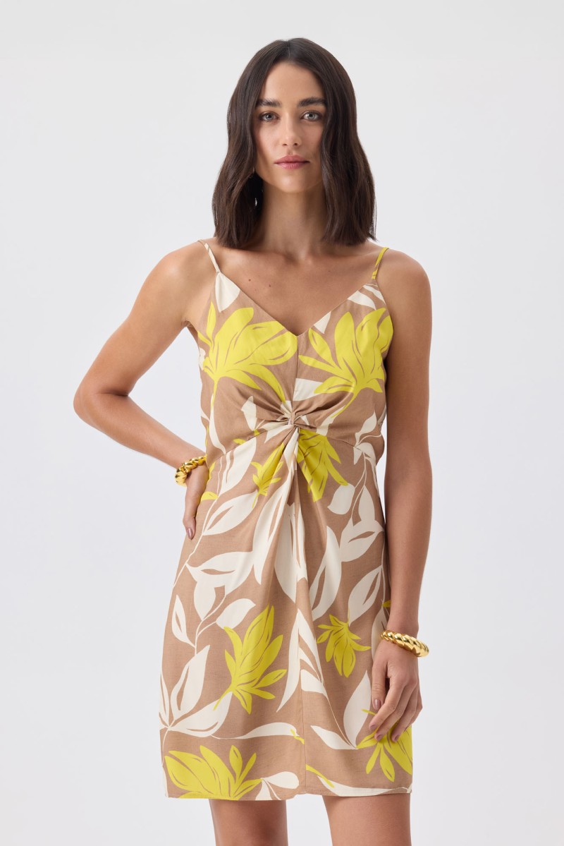 Vestido Feminino Solto Curto Flor de Lis